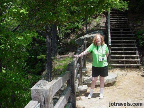 Me, after climbing down the stairs to one of the overlooks at Breaks Interstate Park.