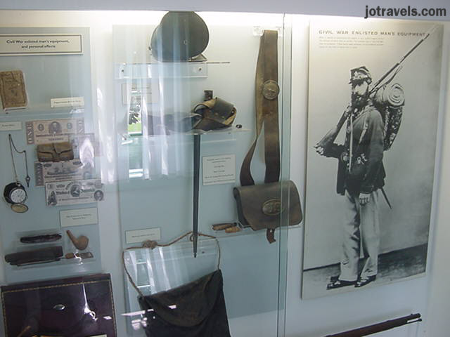 Display case showing President Ulysses S. Grant memorabilia during the Civil War